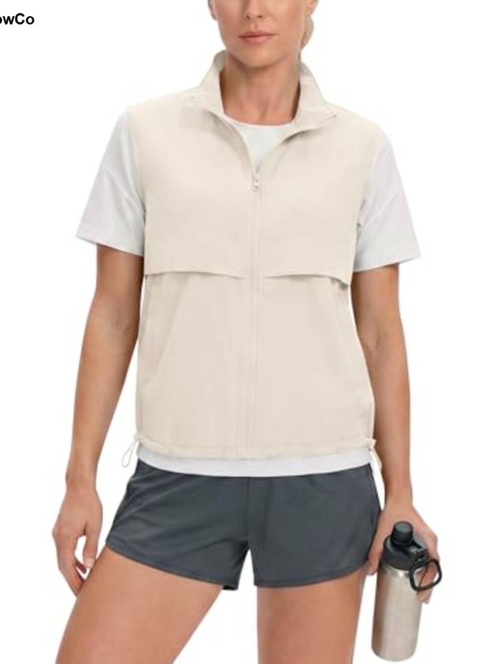 Lightweight Nylon Running Vest Stand Collar Zip Up Sleeveless Activewear